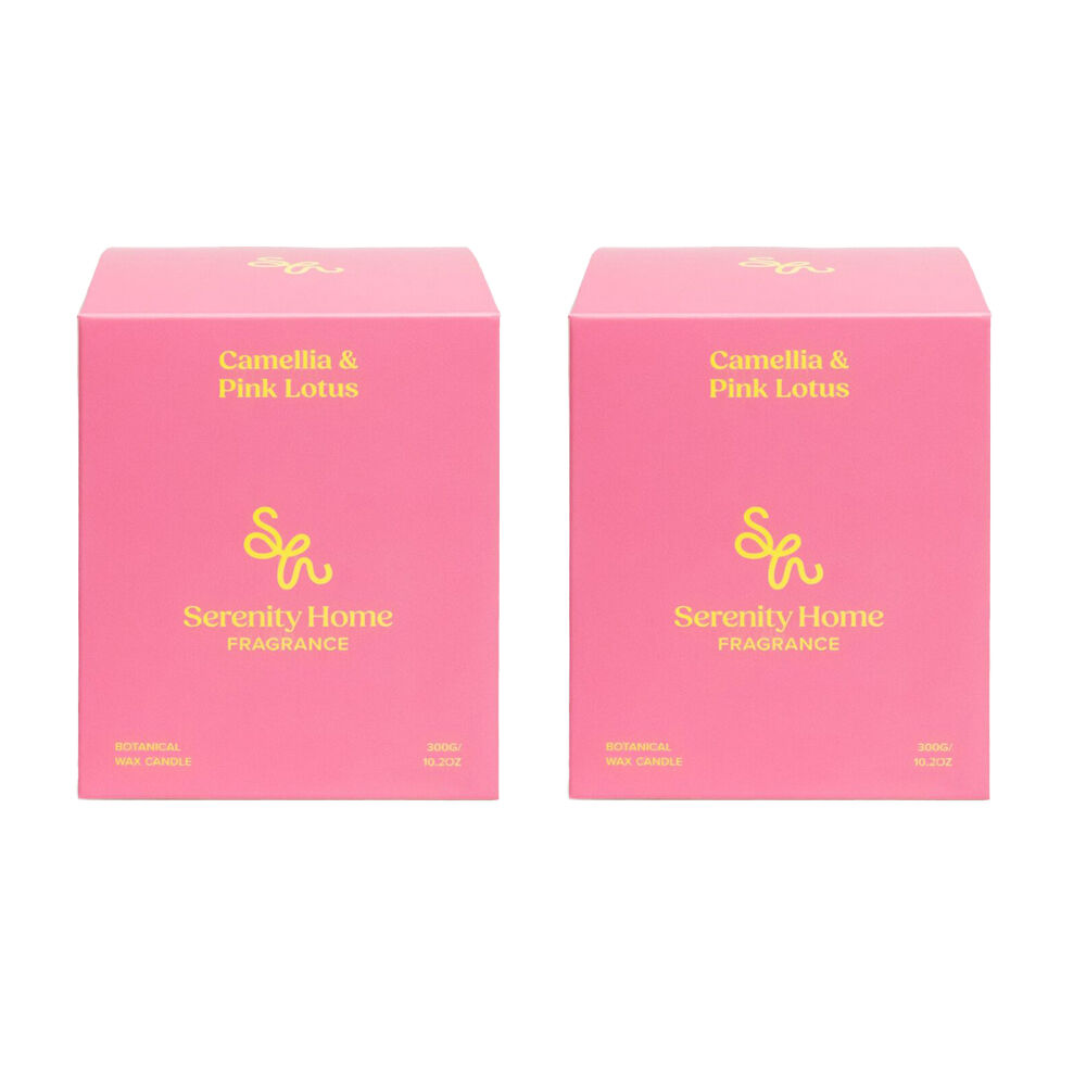 Serenity Camilla and Pink Lotus Scent Home Fragrance Candle Jar 300g (2 Pack)