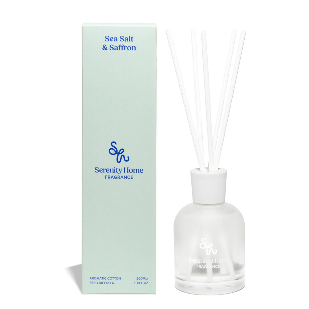 Serenity 200mL Sea Salt and Saffron Scent Home Fragrance Reed Diffuser Bottle