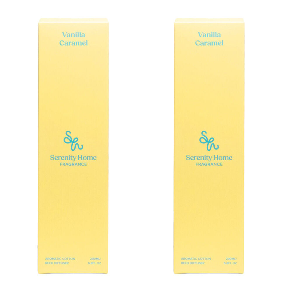 Serenity Vanilla Caramel Scent Home Fragrance Reed Diffuser Bottle 200mL (2 Pack)