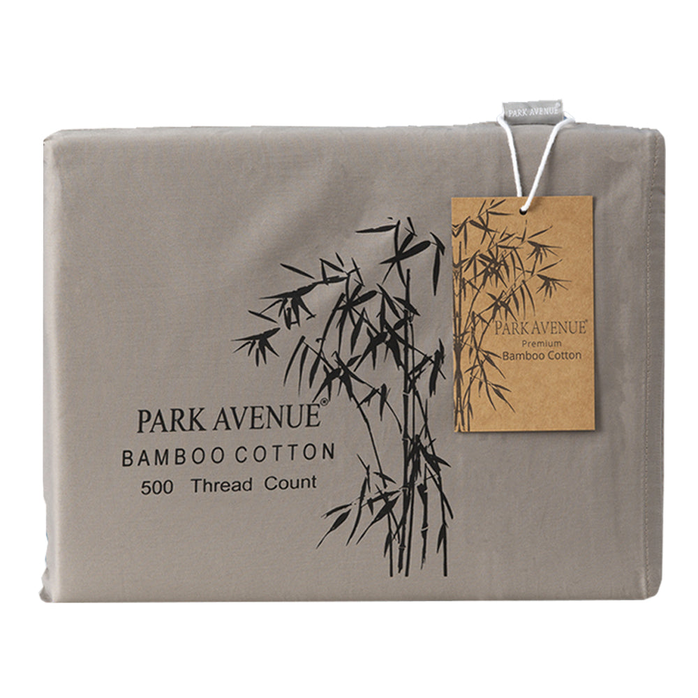 Park Avenue King Single Bed Sheet/Pillowcases Set 500TC Bamboo Cotton Pewter — image 2