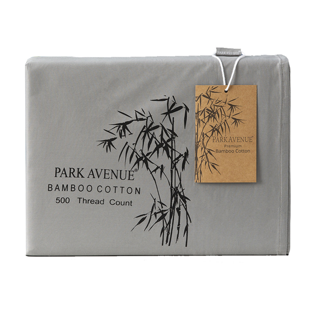 Park Avenue King Bed Sheet/Pillowcases Set 500TC Bamboo Cotton Bedding Charcoal — image 2