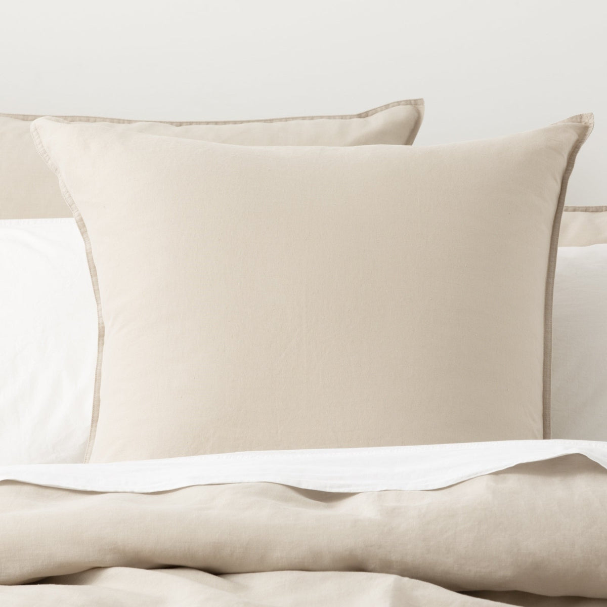 Renee Taylor Cavallo Home 65cm Pillowcase Cover Stone Washed Linen Euro Natural — image 4