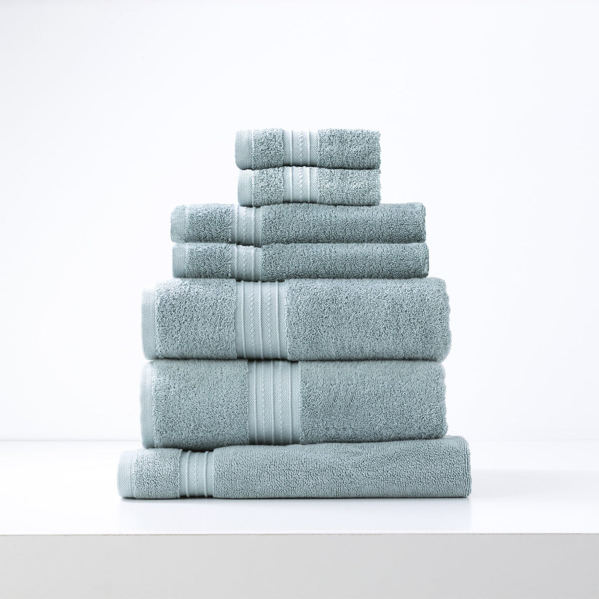 Renee Taylor Brentwood Bath/Hand Towel Set 650GSM Low Twist Cotton Gray Mist (7 Pieces)