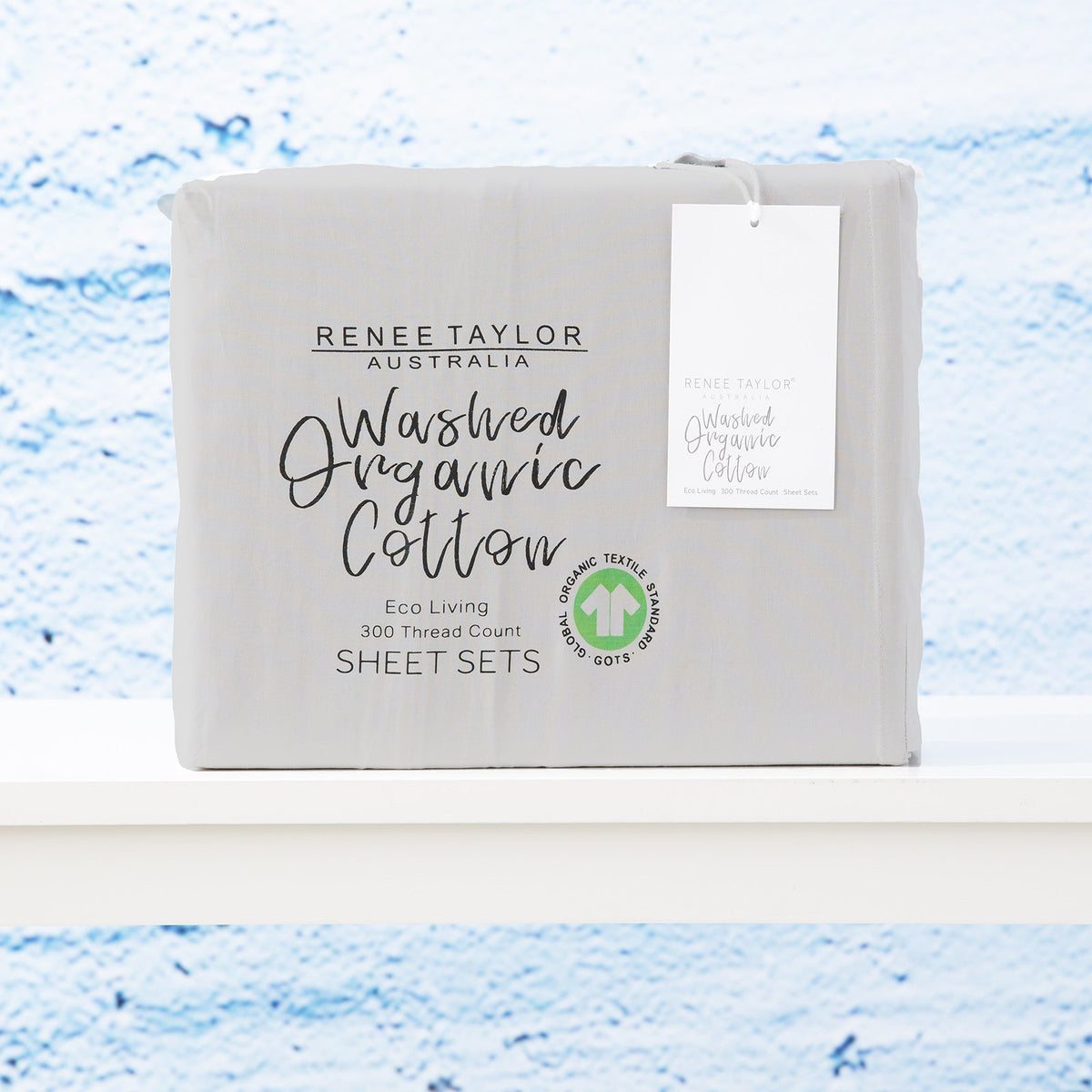 Renee Taylor Queen Bed Sheet/Pillowcase Set 300TC Organic Cotton Bedding Vapour — image 2
