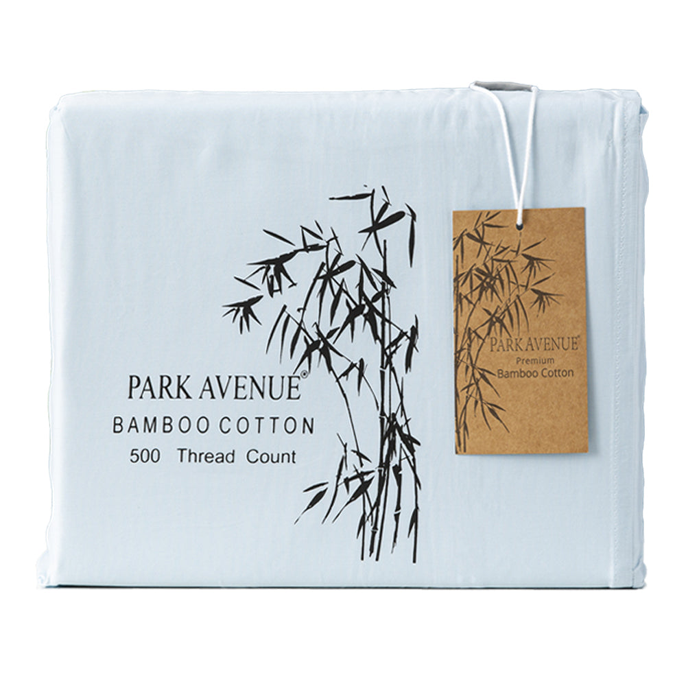 Park Avenue Double Bed Sheet/Pillowcases 500TC Bamboo Cotton Bedding Mid Blue — image 2
