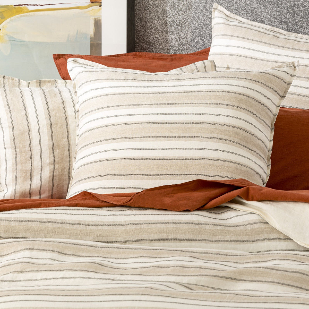 Renee Taylor Bardot 65cm Pillowcase Cover Yarn Dyed French Linen Euro Bedding — image 3