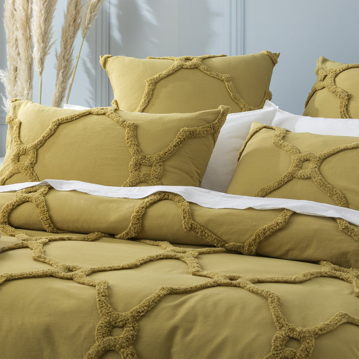 Renee Taylor Moroccan 65cm Willow Pillowcase Chenille European Cotton Tufted — image 2