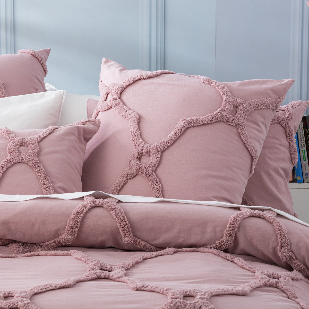 Renee Taylor Moroccan 65cm Pillowcase Chenille Tufted European Cotton Blush — image 3