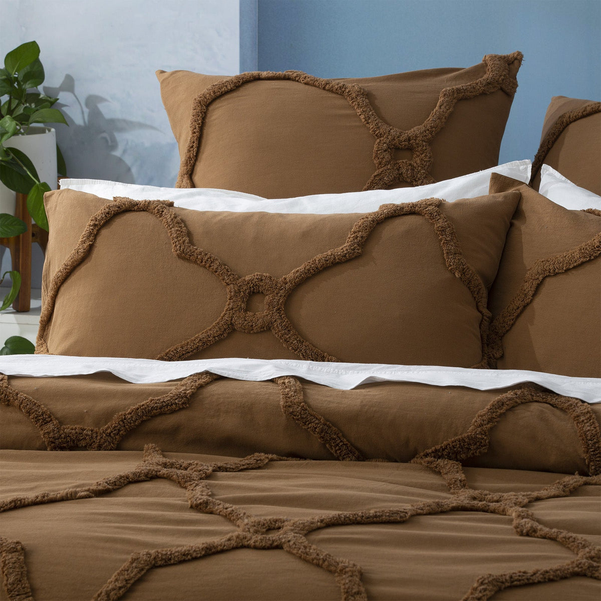 Renee Taylor Moroccan Pillowcase Chenille VT Washed Tufted European Cotton Wood — image 2