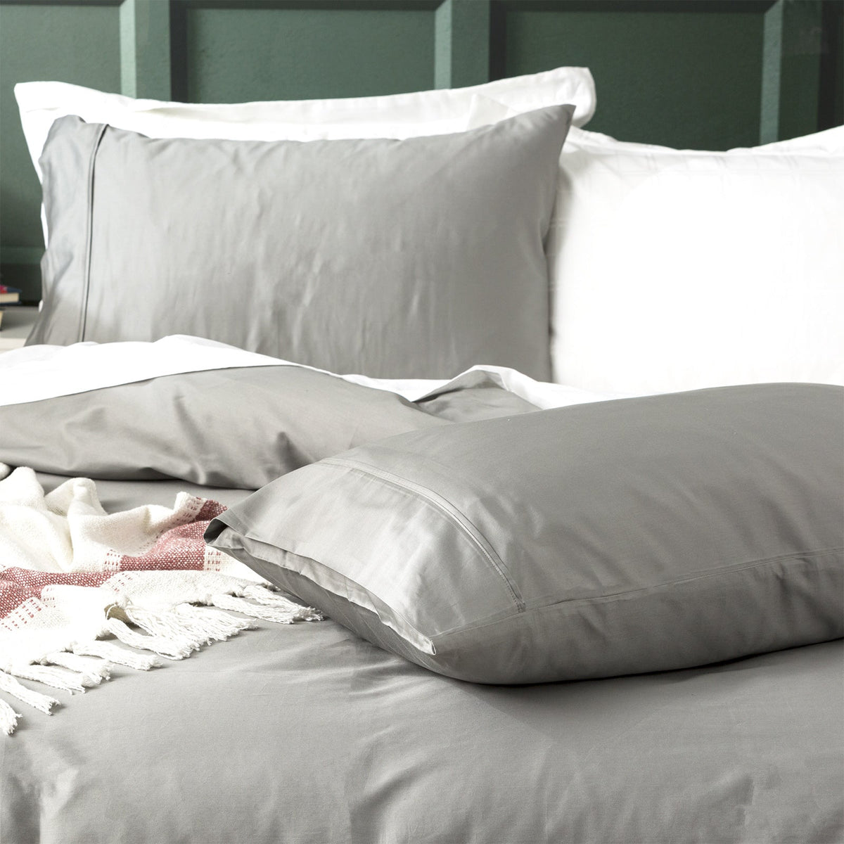 Park Avenue 500TC Queen Bed Home Quilt Cover Set Natural Bamboo Cotton Charcoal — image 3