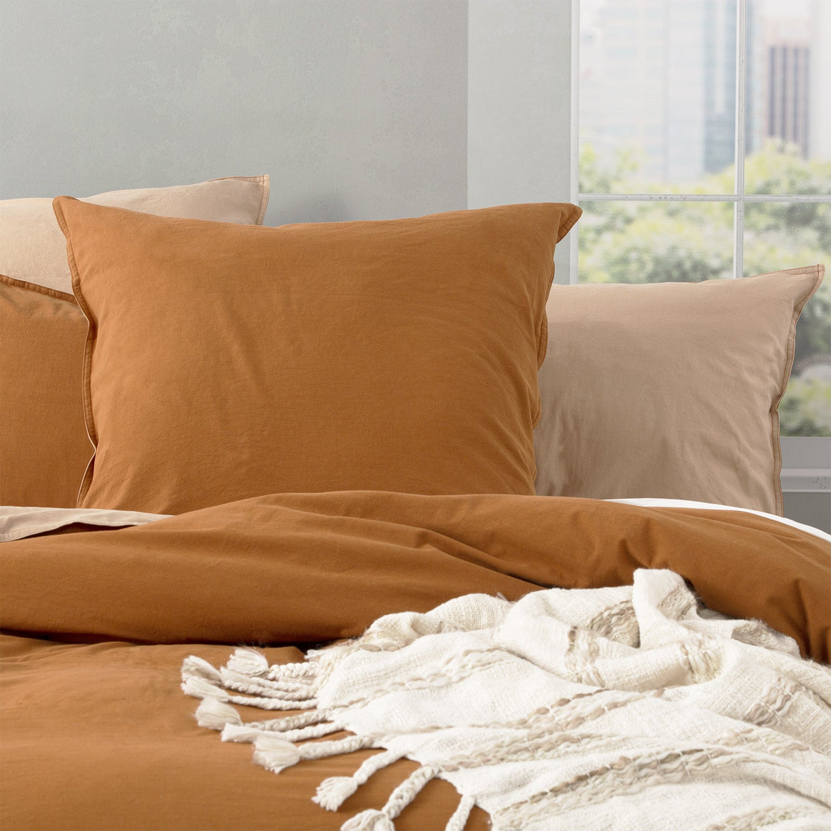 Renee Taylor Essentials King Bed Quilt Cover VINT Stone Washed Reversible Wood — image 3