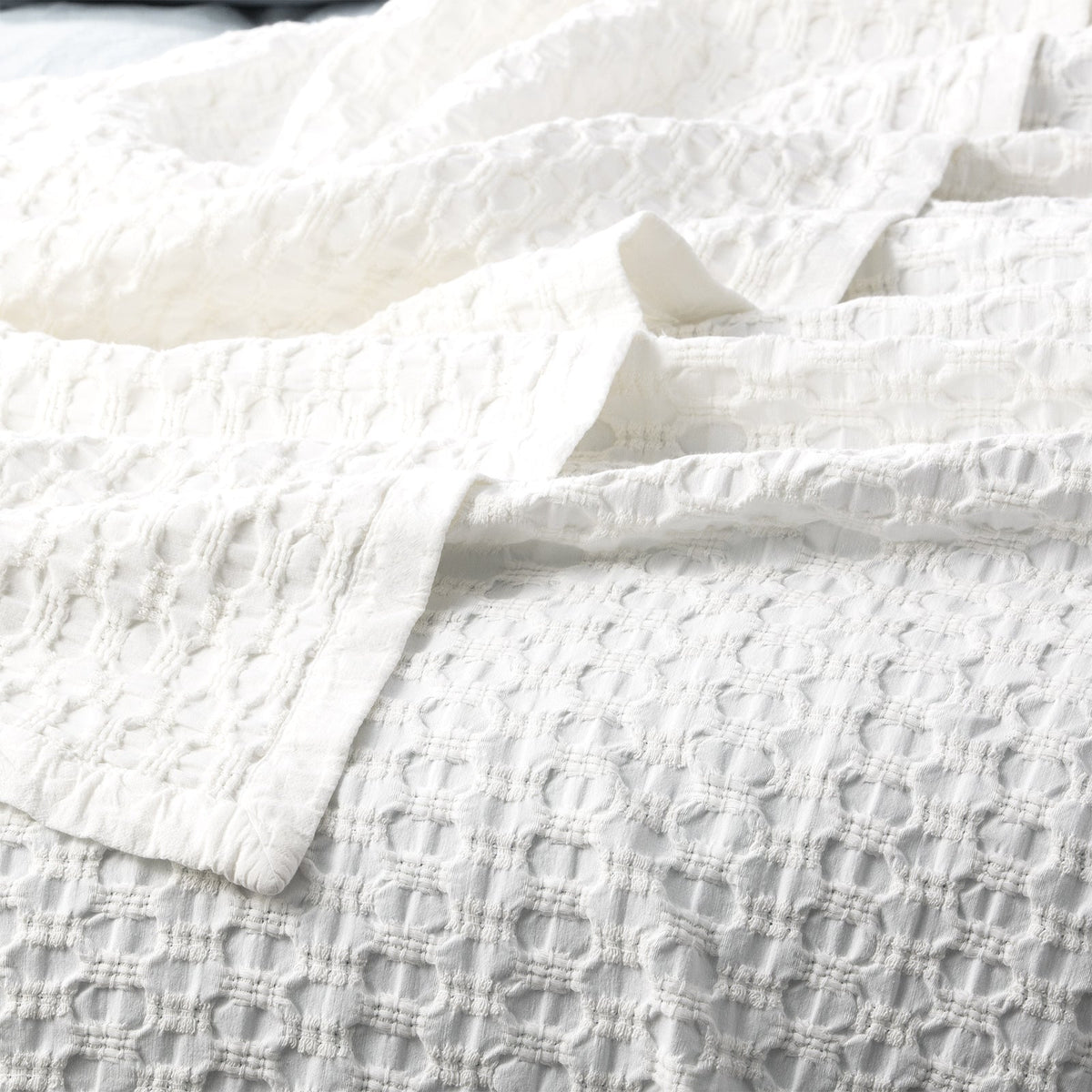 Renee Taylor Lexico Single/Double Waffle Blanket 480GSM Cotton Home Bedding WHT — image 2