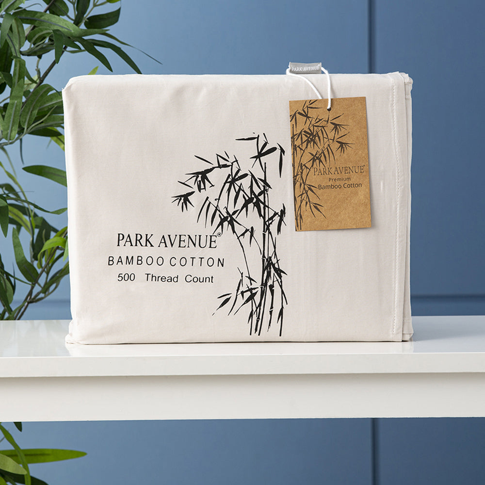 Park Avenue Split Queen Fitted Sheet Set/Pillowcases 500TC Bamboo Cotton Dove — image 2