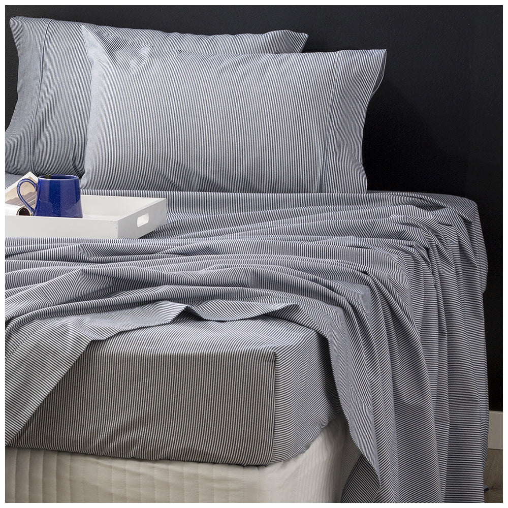 Park Avenue Flannelette Fitted Sheet Set 175 GSM Egyptian Cotton Striped — image 3