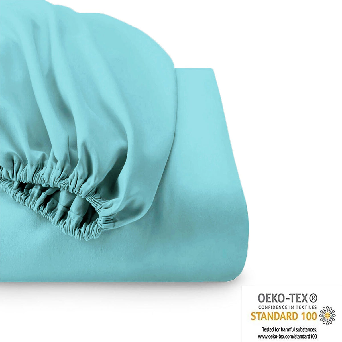 Park Avenue 500TC Queen Bed Natural Cotton Fitted/Pillowcase Combo Set Turquoise — image 2