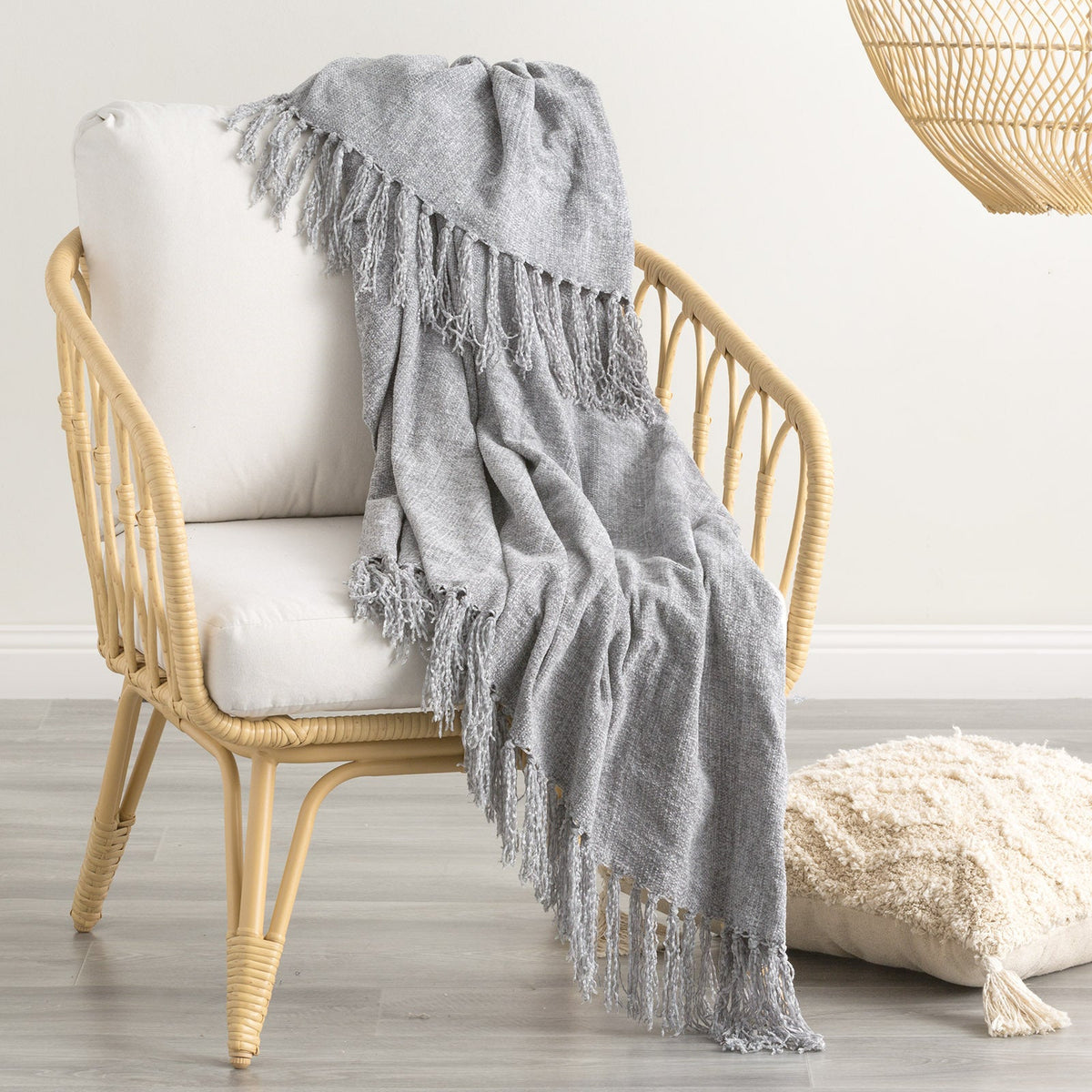 Renee Taylor Newland Silverline Chenille Polyester 130x170cm Throw Plush Blanket