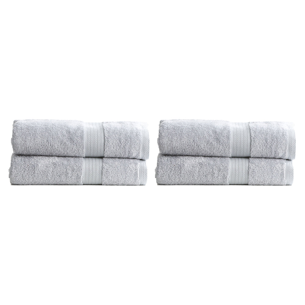 Renee Taylor Stella 650GSM Super Soft Bamboo Cotton Bath Sheet Set Silver (4 Pieces)