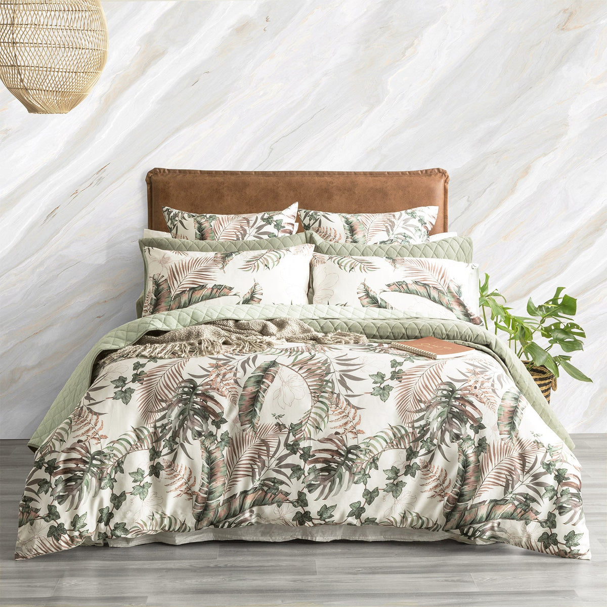 Renee Taylor 300TC Cotton 65x65cm Reversible European Pillowcase Palm Cove Pearl — image 3