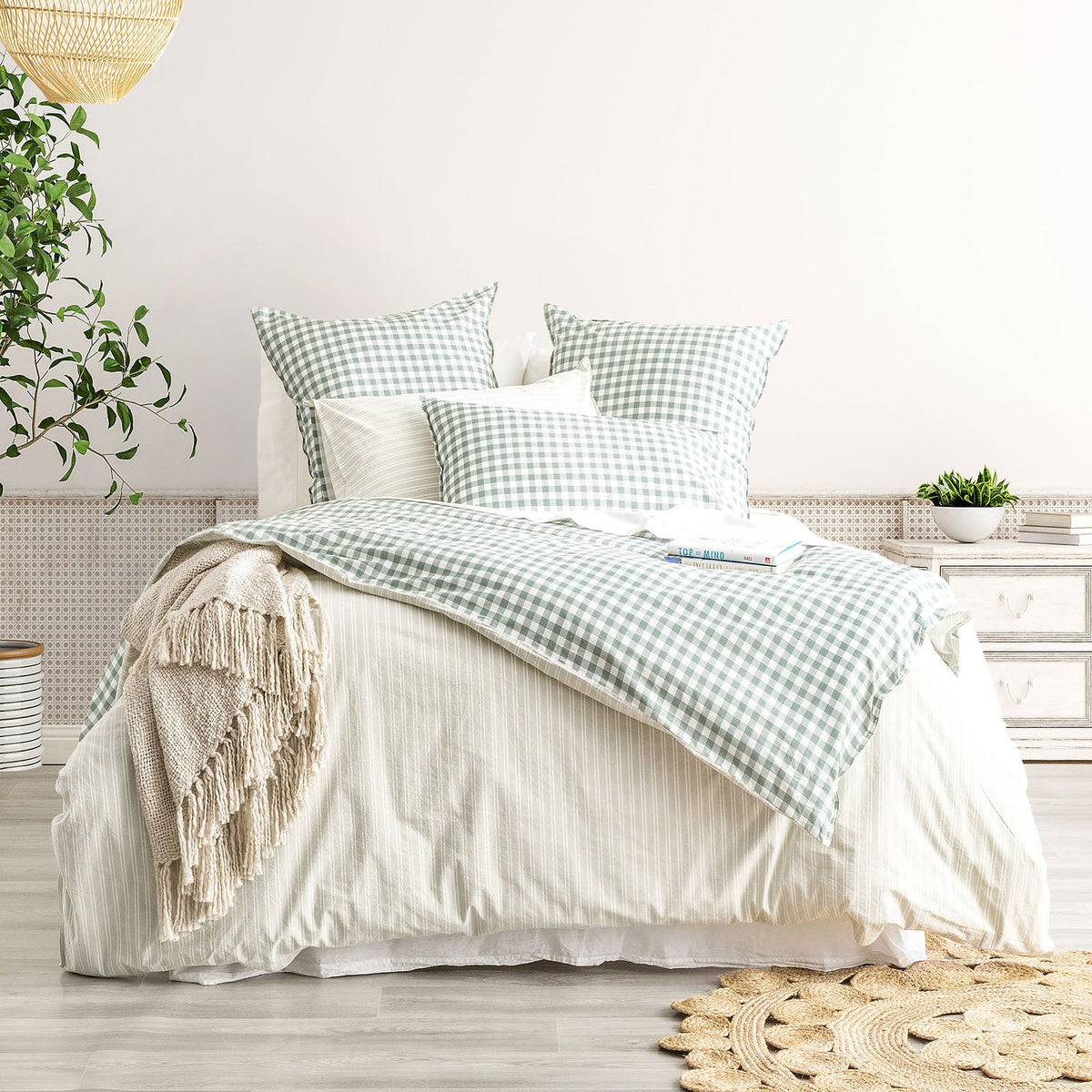Renee Taylor Alison Yarn Dyed 65x65cm Cotton Reversible Euro Pillowcase Forest — image 4