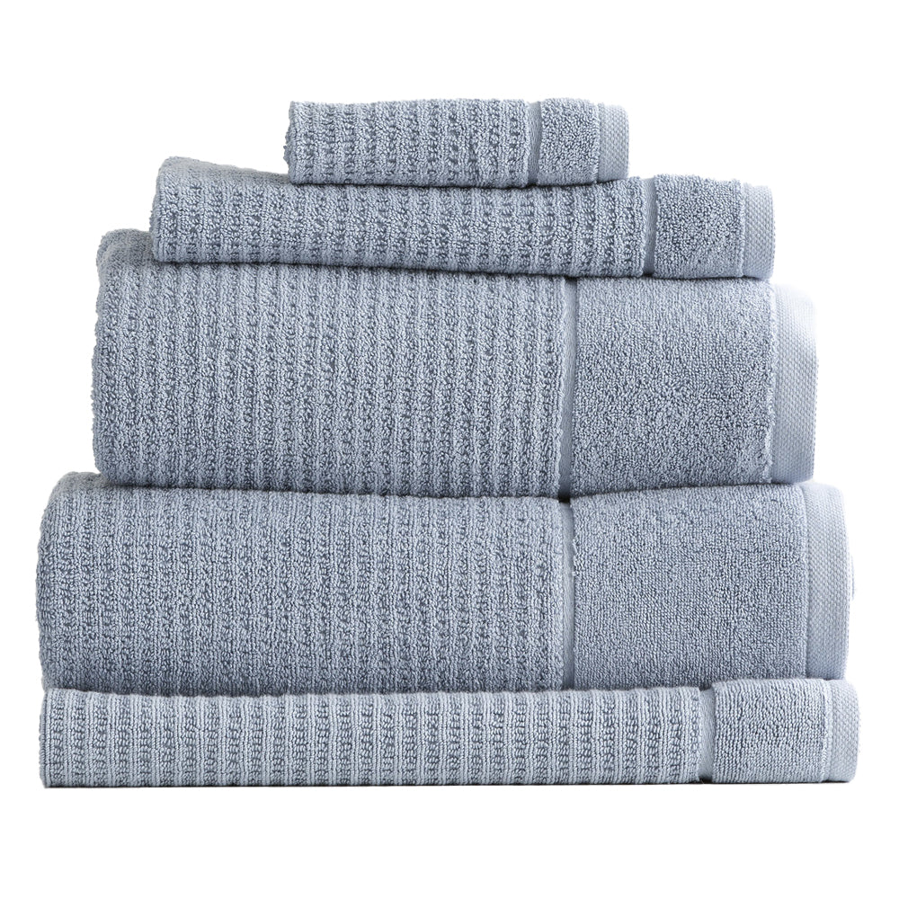 Renee Taylor Cambridge 650GSM Textured Bath/Hand/Face Towel Mat Blue Mirage (5 Pieces)