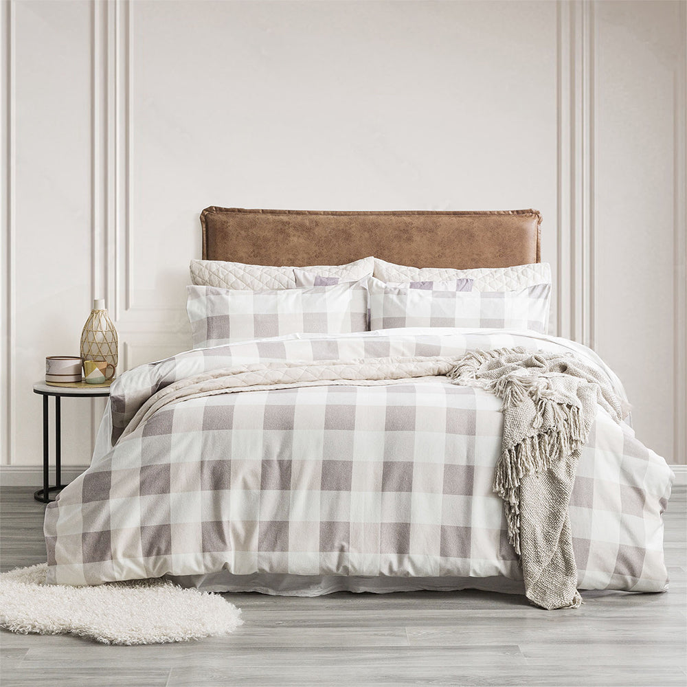Park Avenue 175GSM Cotton Flannelette Queen Bed Quilt Cover Set Buffalo Checks