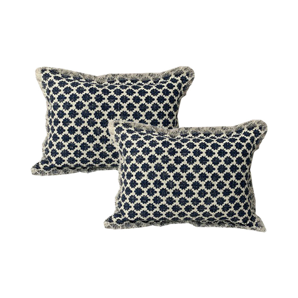 Cloud Linen Somerset Cotton/Feather 55cm Embroidered Cushion Set Rect Grey (2 Pieces)