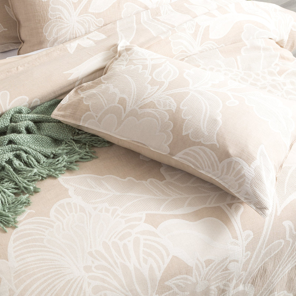 Renee Taylor Bentley Cotton Jacquard European Pillowcase 65cm Pillow Cover Nude — image 3