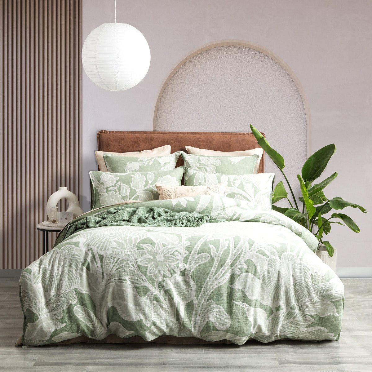 Renee Taylor Bentley Cotton Jacquard European Pillowcase 65cm Cover Sage Green — image 2