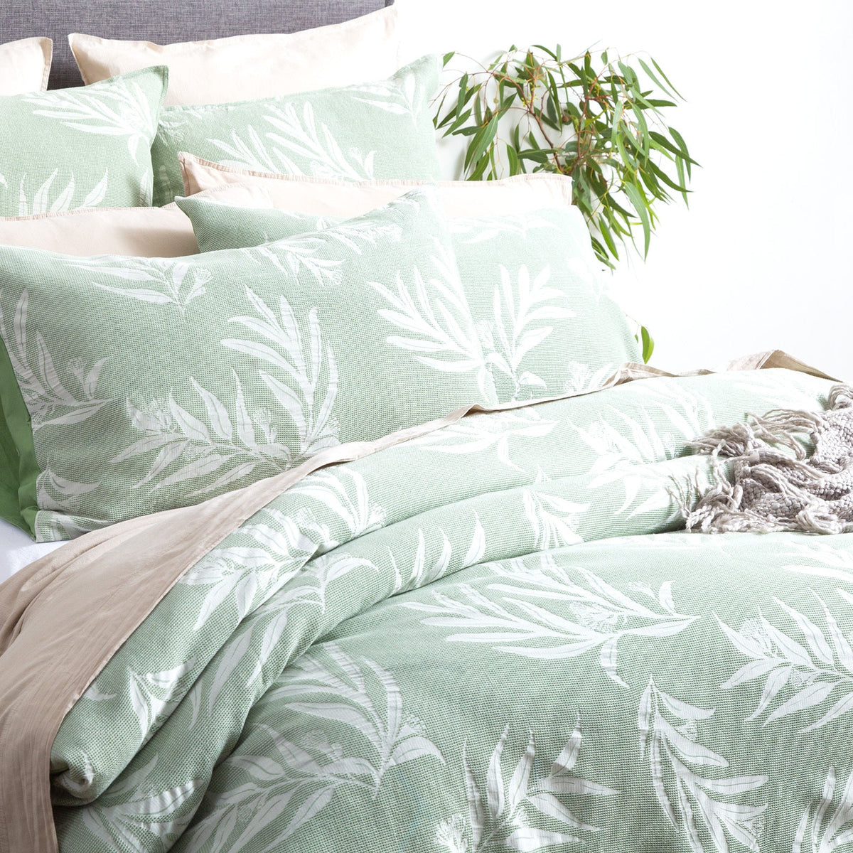 Renee Taylor Native Cotton Jacquard Quilt Cover/2x Pillowcase Juniper — image 2