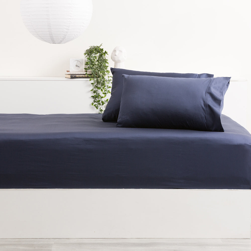 Park Avenue Queen 500TC Bamboo Cotton Sheet w/ 2x Pillowcases Set Bedding Indigo
