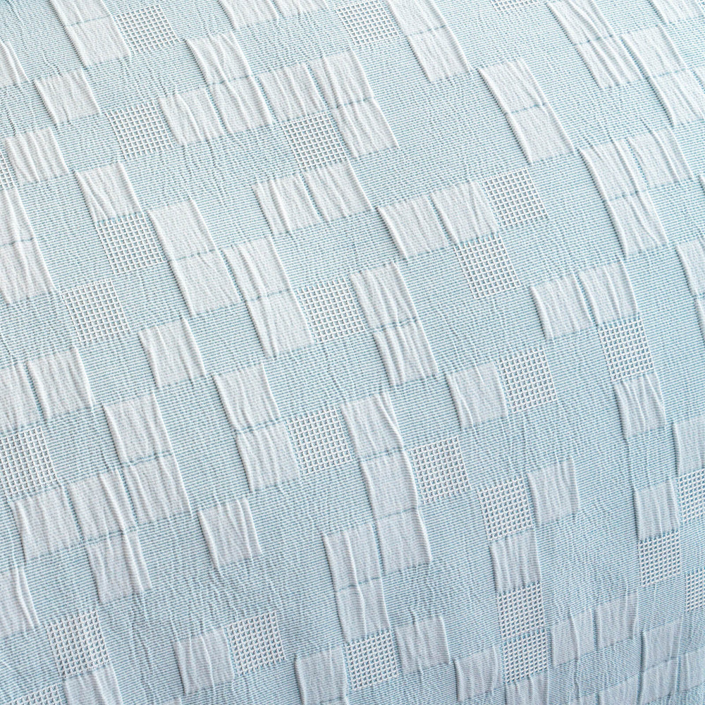 Renee Taylor Jervis Checks Jacquard King Quilt Cover w/ Pillowcases French Blue — image 2