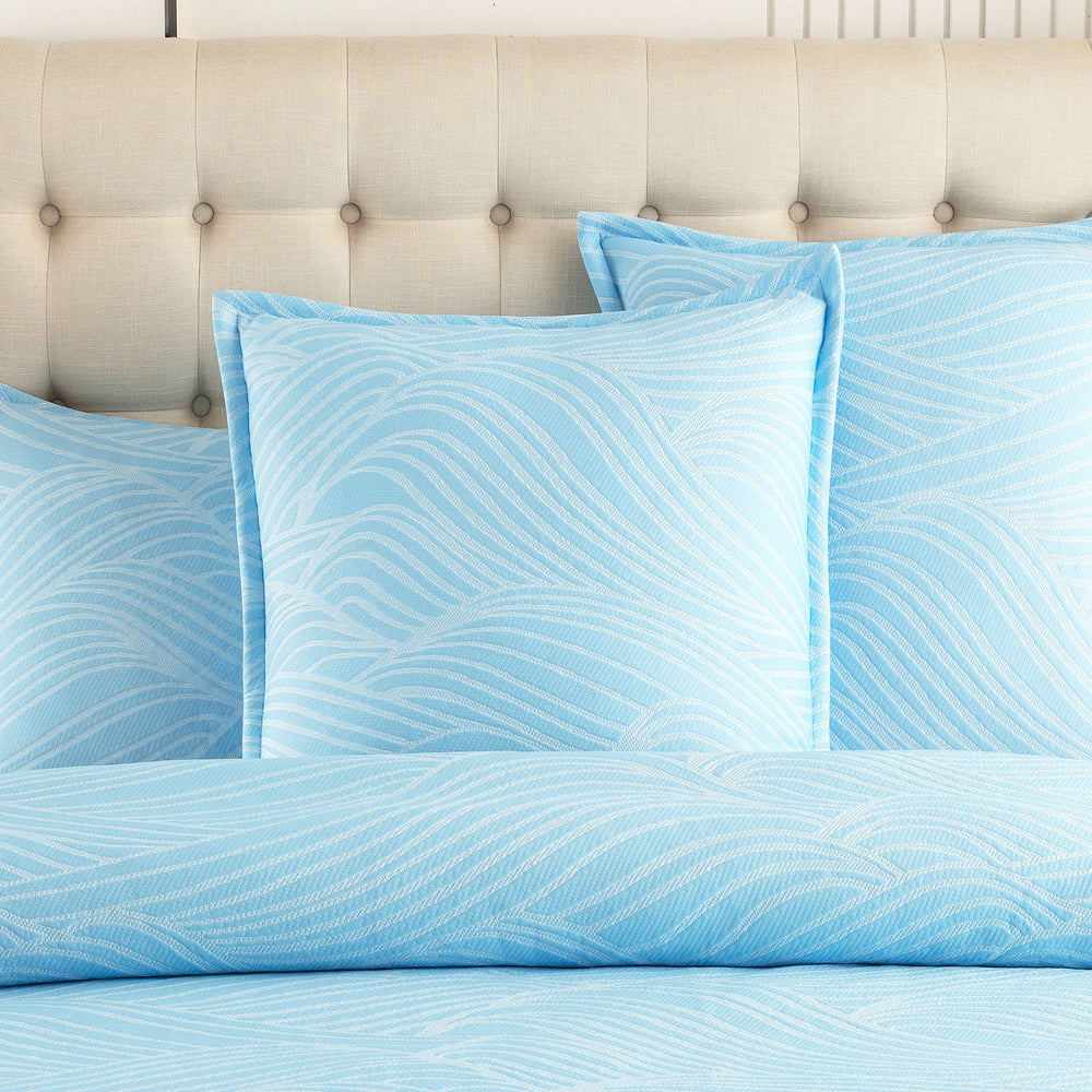 Renee Taylor Oscillate Jacquard Queen Quilt Cover w/ Pillowcases Bedding Set Sky — image 4