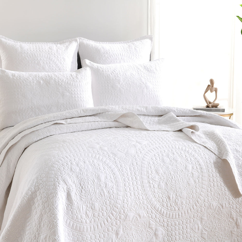 Renee Taylor Asher Jacquard 65x65cm Euro Pillowcase Rectangle Pillow Cover — White