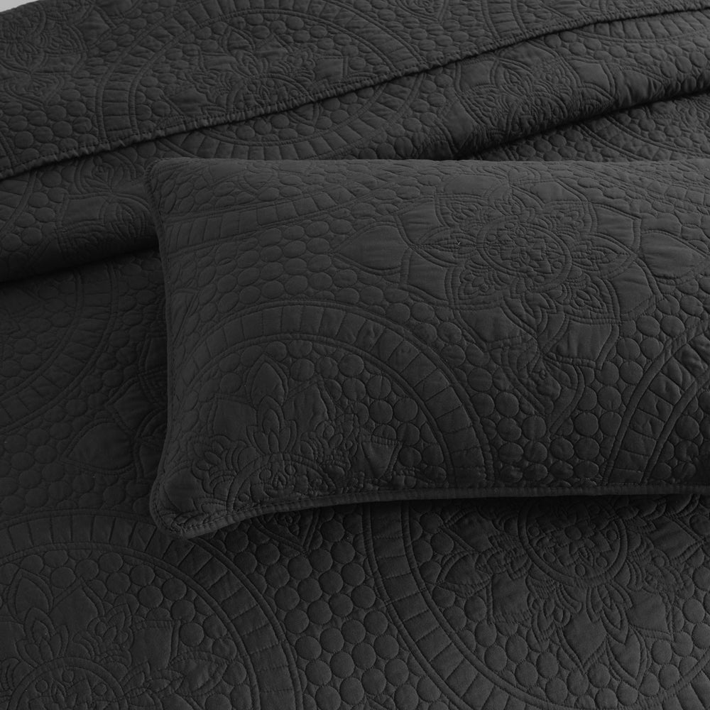 Renee Taylor Asher Jacquard Queen/King Coverlet w/ Pillowcases Bedding Set Grey — image 3