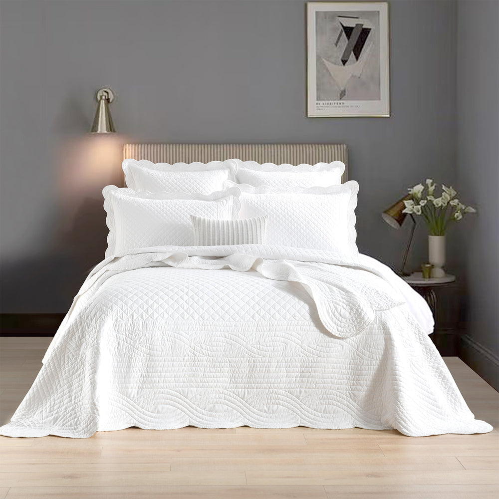 Renee Taylor Scallop Jacquard 65x65cm Euro Pillowcase Rectangle Cover Pearl — image 4