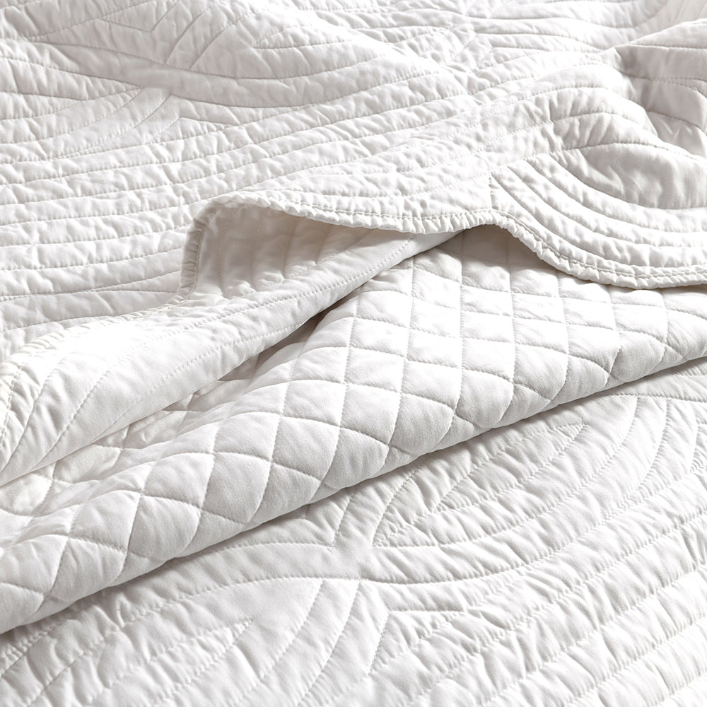 Renee Taylor Scallop Jacquard 65x65cm Euro Pillowcase Rectangle Cover Pearl — image 3