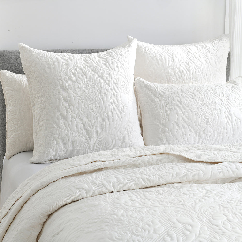 Renee Taylor Berlin Jacquard Single/Double Coverlet w/ 2x Pillowcases Set Stone — image 2