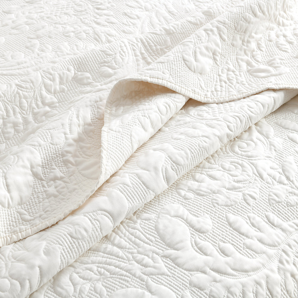 Renee Taylor Berlin Jacquard Single/Double Coverlet w/ 2x Pillowcases Set Stone — image 4