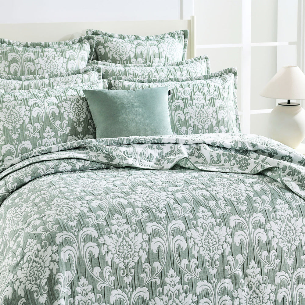 Renee Taylor Tahlia Jacquard 65cm Euro Pillowcase Rectangle Pillow Cover Jade