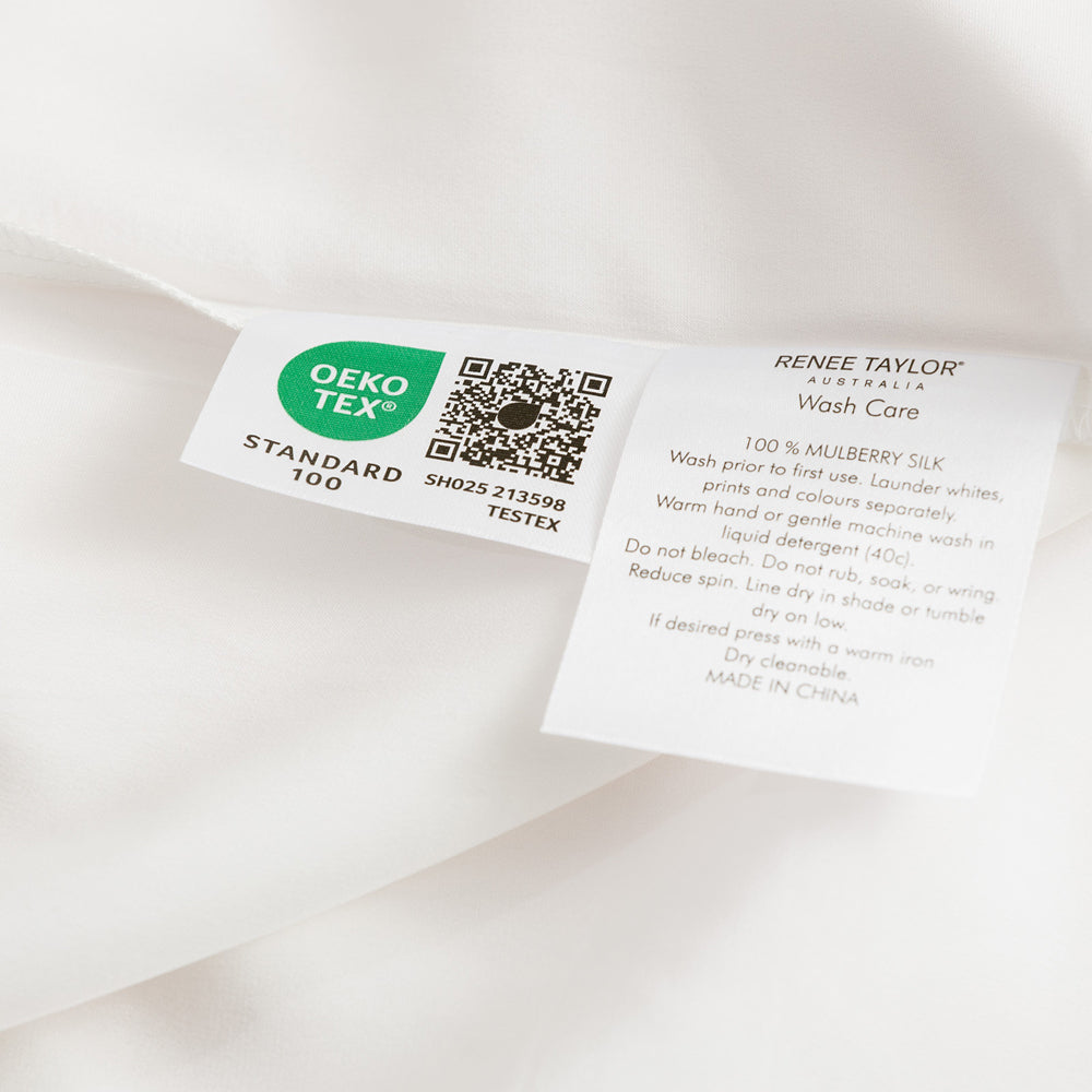 Renee Taylor Mulberry Silk 50x75cm Standard Pillow Case/Cover Rectangle — White