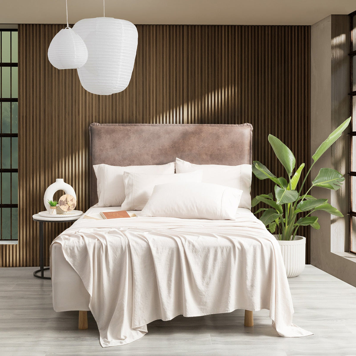 Ddecor Home King Single Microfiber Bed Sheet w/ Pillowcase Set VNT Washed Sand