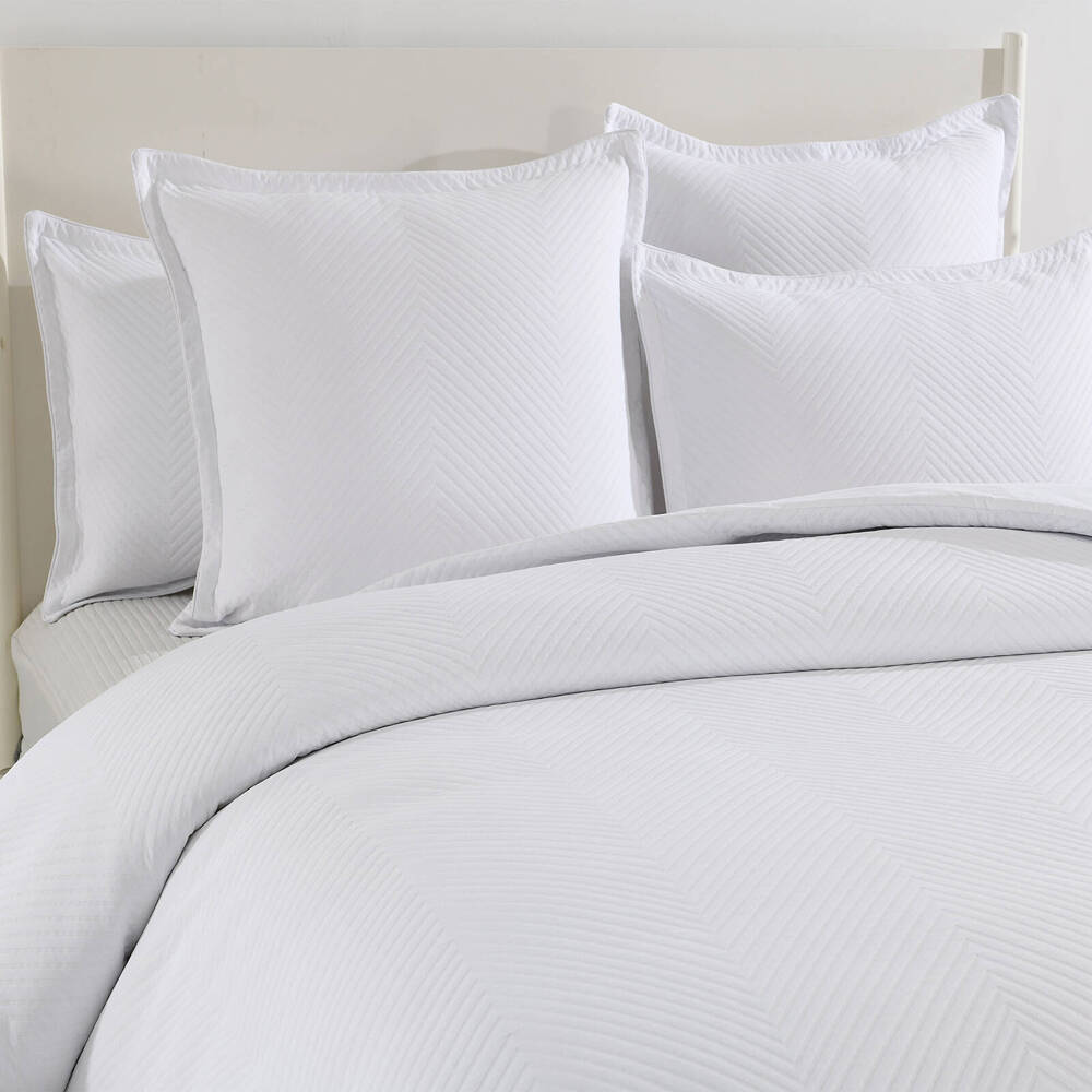 Renee Taylor Atlantis Jacquard Euro Pillowcase Square Pillow Cover 65cm White — image 3