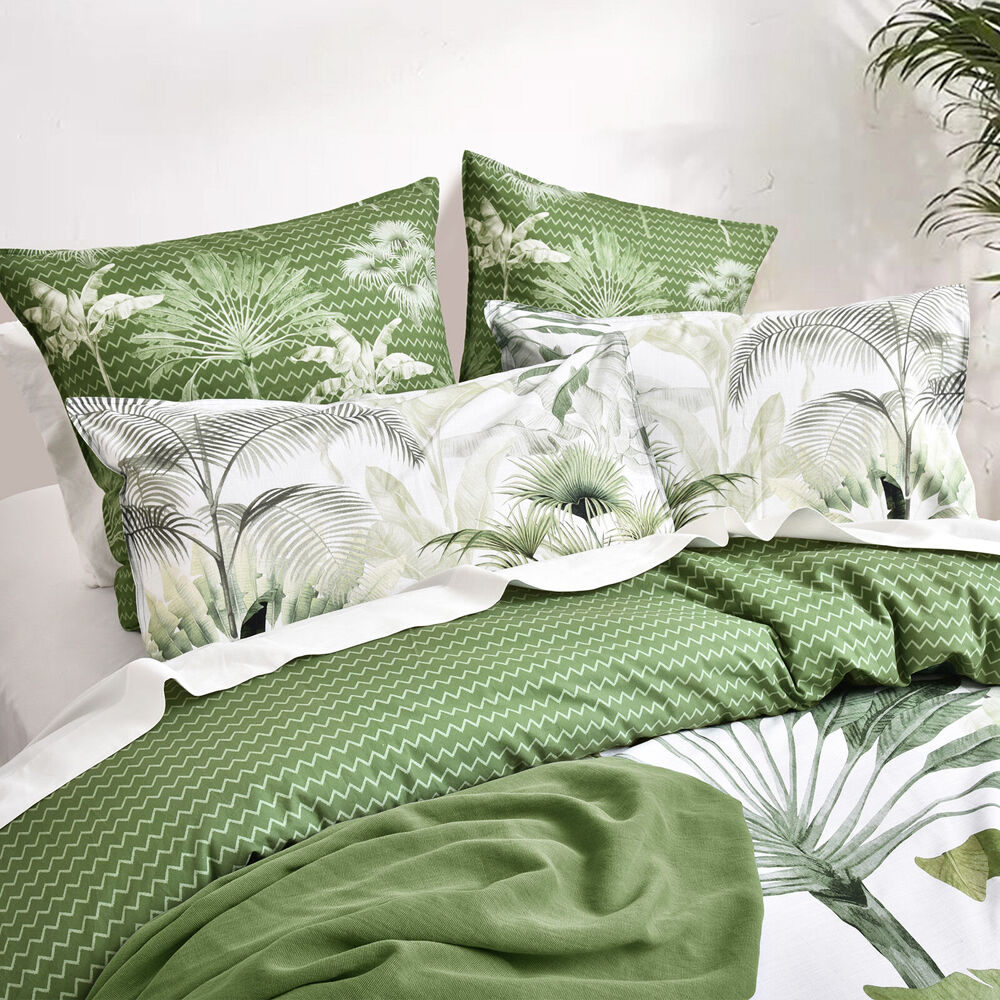 Renee Taylor 300 TC Cotton Reversible Euro Pillowcase Cover Noosa Palm — image 2