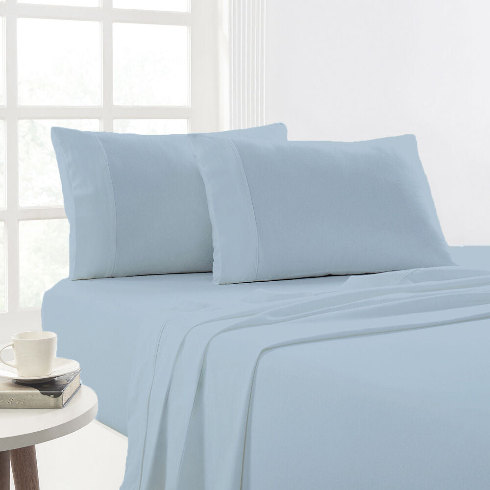 Park Avenue Cotton Flannelette Bed Sheet Sky