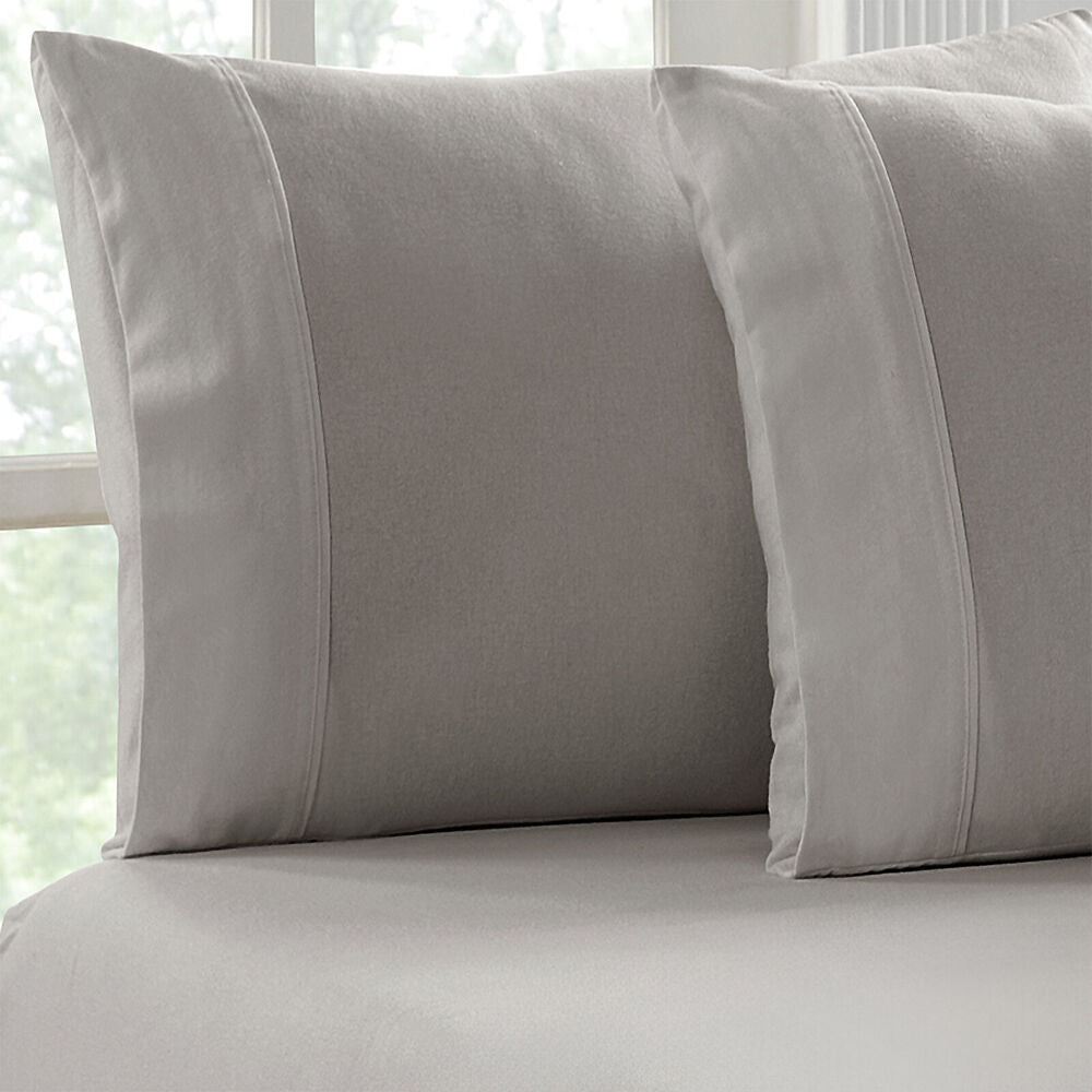 Park Avenue Cotton Flannelette Fitted Pillowcase Set Ash