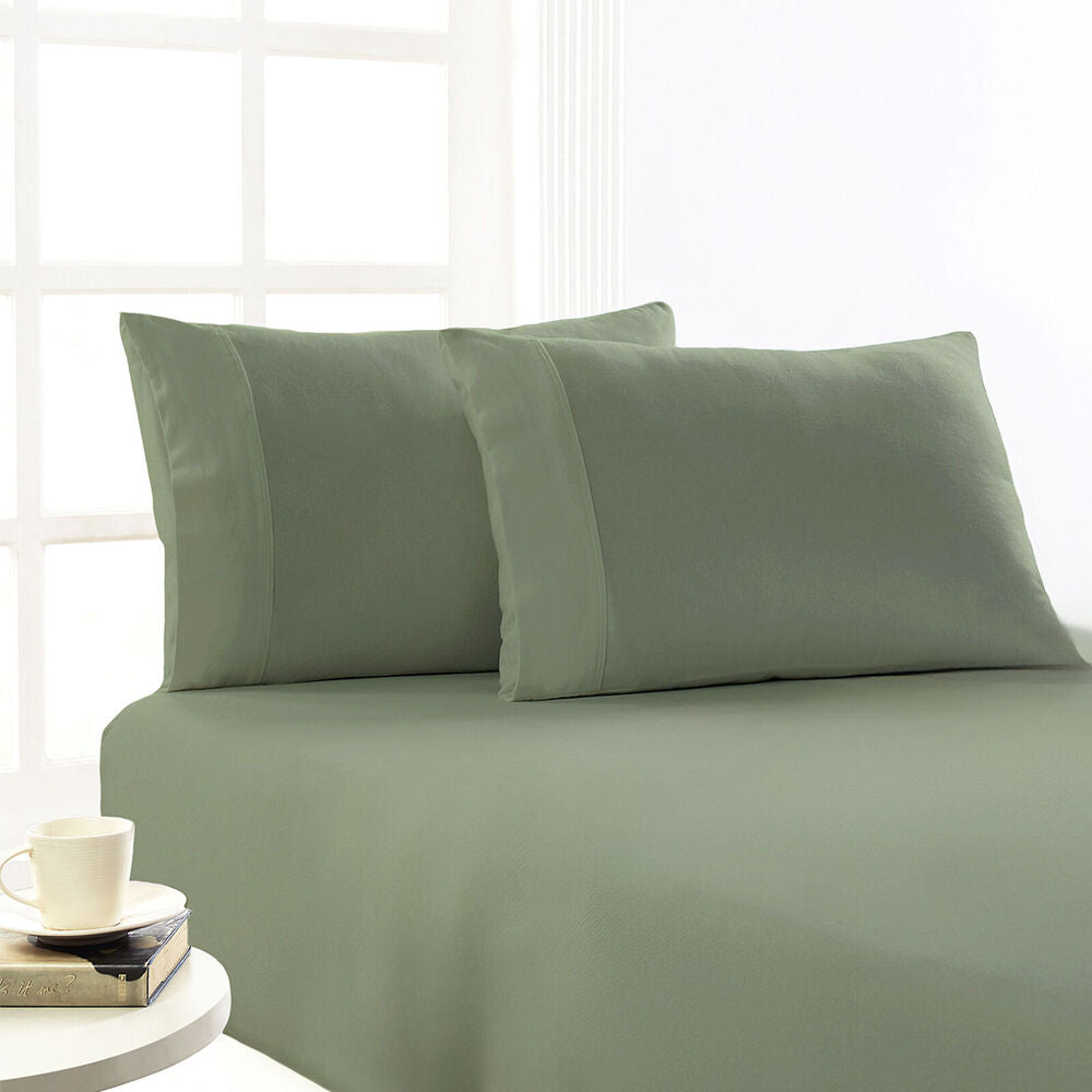 Park Avenue Cotton Flannelette Fitted Pillowcase Set Juniper