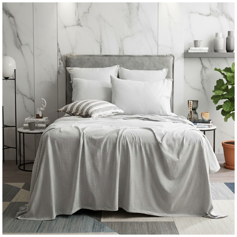 Renee Taylor Comfort T’s Organic Cotton Jersey Sheet Set Grey Marle — image 2