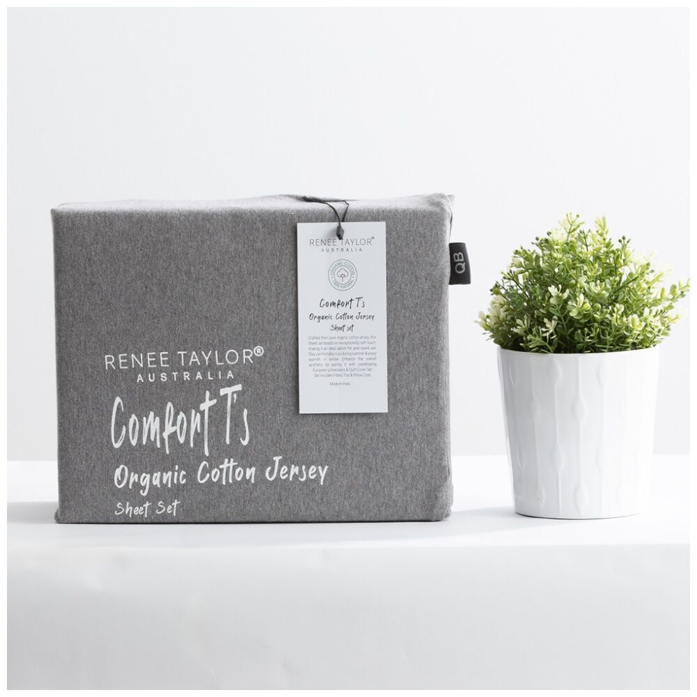 Renee Taylor Comfort T’s Organic Cotton Jersey Sheet Set Charcoal — image 5