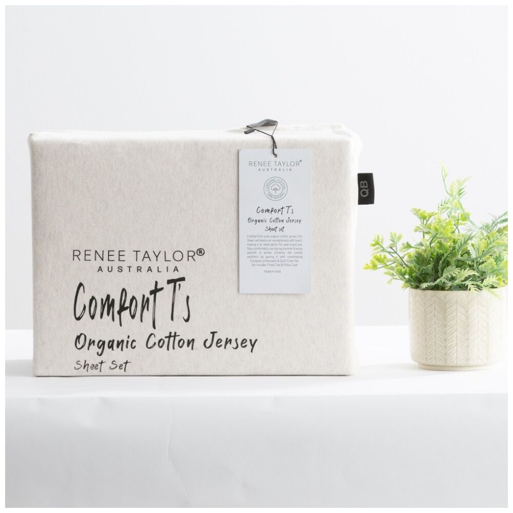 Renee Taylor Comfort T’s Organic Cotton Jersey Sheet Set Oatmeal — image 5