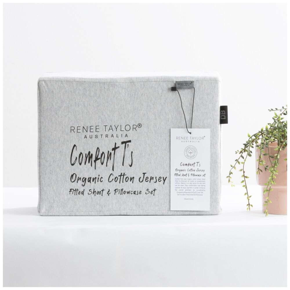 Renee Taylor Comfort T Organic Jersey Fitted Pillowcase Grey Marle — image 5